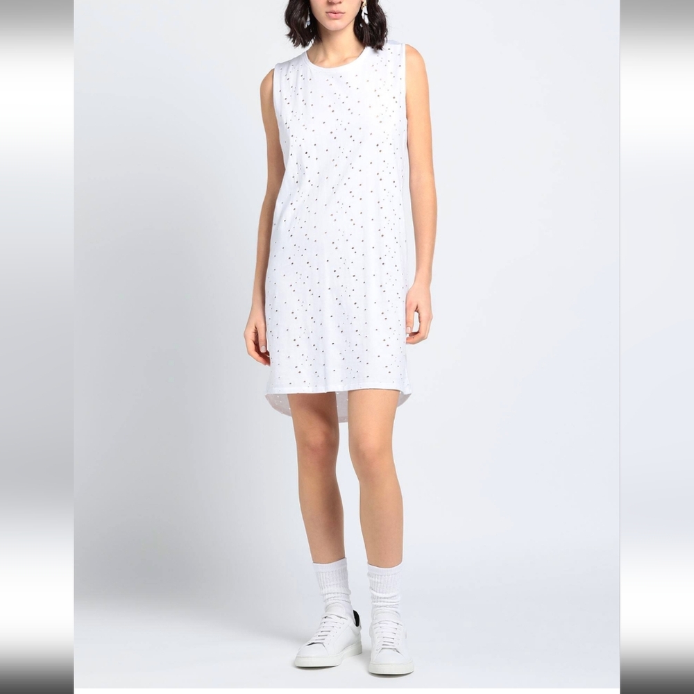 Brand Unique White Mini Dress With Rhinestone Back